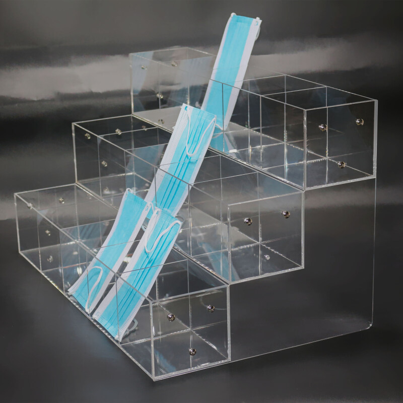 超市展示架收纳盒三层陈列架 精品文具店书本阶梯架货架 两层 每层5格子 日用口罩